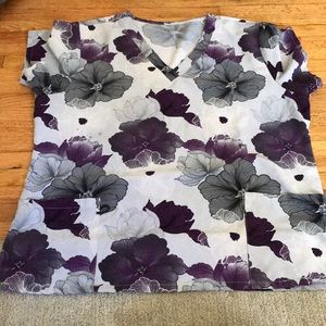 Floral scrub top